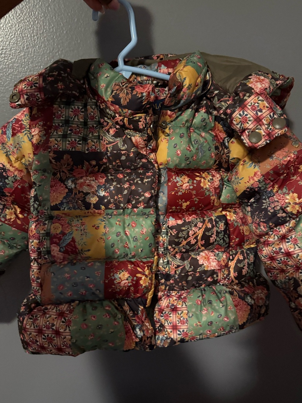 Polo by Ralph Lauren Patchwork Floral Puffer Jacket - Green, Red, Yellow, Brown